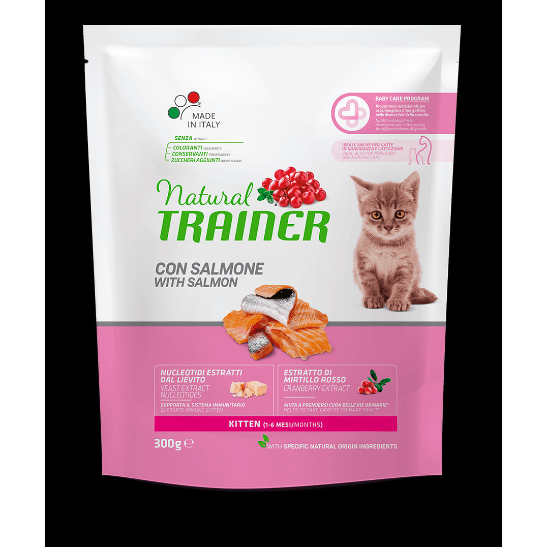 Natural Trainer Kitten con Salmone 300g - Gatti Cuccioli Natural Trainer Kitten con Salmone 300g - Gatti Cuccioli